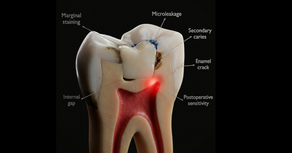 Schematic signs and symptoms caused by polymerization shrinkage 
