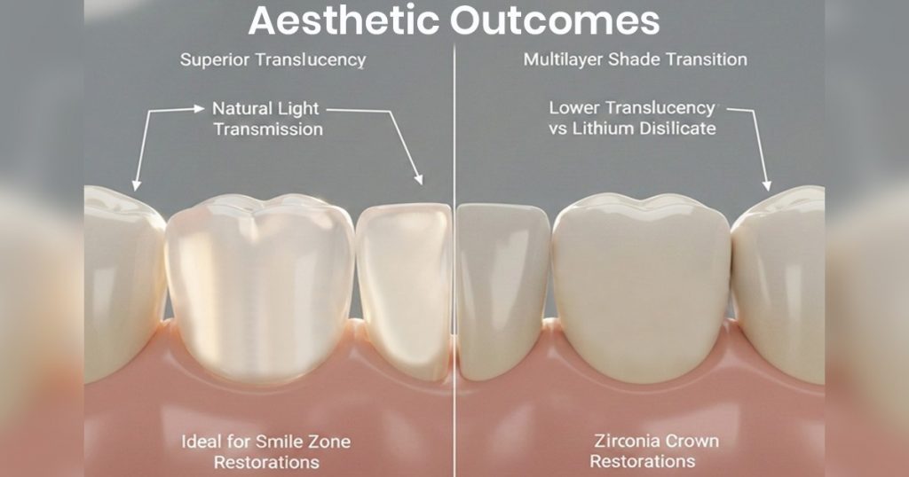 lithium disilicate vs zirconia- aesthetic outcomes