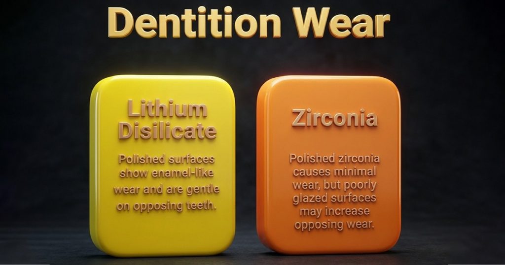 dentition wear- lithium disilicate vs zirconia