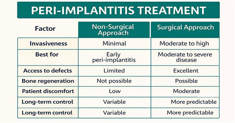 surgical vs non surgical peri implantitis
